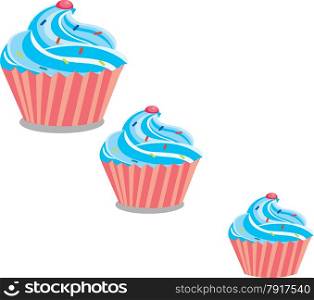Pink cupcake with blue whipped cream