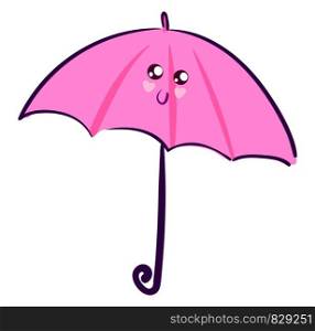 Pink cute umbrella, illustration, vector on white background.