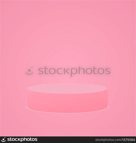 Pink cylinder template. 3d base stand podium or studio pedestal round platform showroom illustration