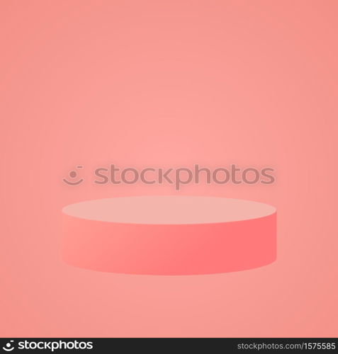 Pink cylinder template. 3d base stand podium or studio pedestal round platform showroom illustration