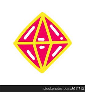 Pink diamond in doodle style. Vector illustration. Diamond in doodle style. Vector illustration