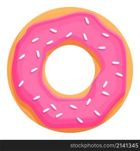 Pink donut icon cartoon vector. Sugar cake. Food cream. Pink donut icon cartoon vector. Sugar cake