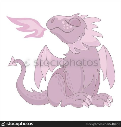 PINK DRAGON Fairy Tale Cartoon Animal Vector Illustration