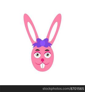 Pink Easter Bunny isolated on a white background . Vector illustration in cartoon style. Pink Easter Bunny. Easter rabbit.Vector illustration in cartoon style