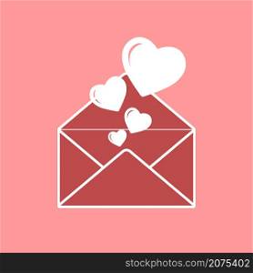 Pink envelope and heart. Valentine&rsquo;s day.