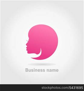 Pink female head. A vector illustration