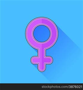 Pink Female Icon Isolated on Blue Background. Female Icon