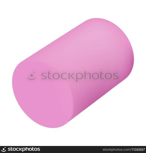 Pink fire marshmallow icon. Realistic illustration of pink fire marshmallow vector icon for web design isolated on white background. Pink fire marshmallow icon, realistic style