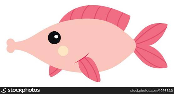 Pink fish, illustration, vector on white background.