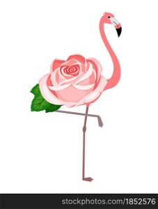 Pink flamingo with rose instead of body