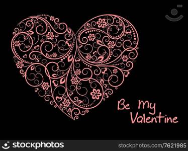 Pink floral heart for Valentine&rsquo;s day holiday design