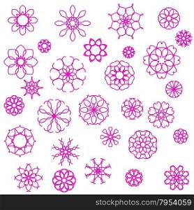 Pink Flower Icons Isolated on White Background. Pink Flower Icons