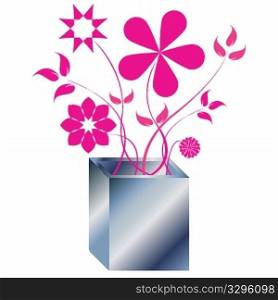 pink flowers arrangement, abstract art illustration