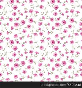 Pink flowers fabric, seampless pattern. Vector illustration.