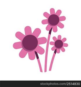Pink flowers semi flat color vector object. Full sized item on white. Collecting meadow flowers for bouquet. Woodlands. Simple cartoon style illustration for web graphic design and animation. Pink flowers semi flat color vector object