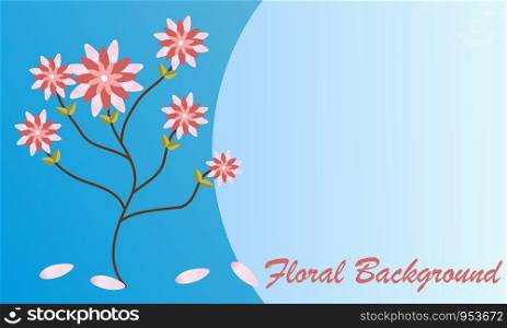 Pink flowers Swallowtail bouquet on soft blue background,vector illustration
