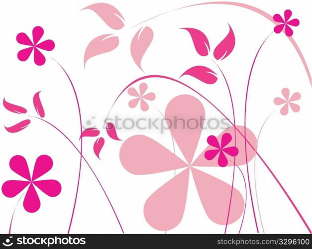 pink flowers, vector art illustration; easy to change colors