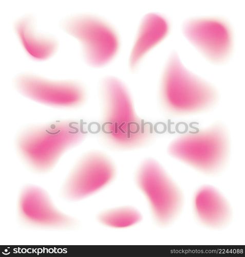 Pink fluid blurred shapes, abstract falling rose petals isolated on white.. Pink fluid blurred shapes, abstract rose petals in motion.