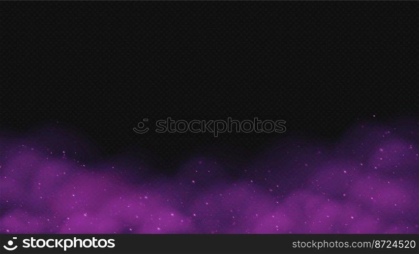 Pink fog, magic smoke isolated on transparent background. Realistic smog with sparkles, haze, mist or cloudiness effect. Vector illustration.. Pink fog, magic smoke isolated on transparent background.