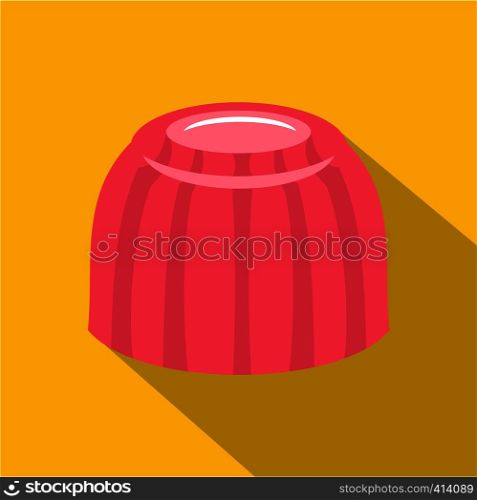 Pink fruit jelly icon. Flat illustration of pink fruit jelly vector icon for web on yellow background. Pink fruit jelly icon, flat style