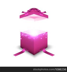 Pink gift box on white background, festival and celebration, red box, christmas object
