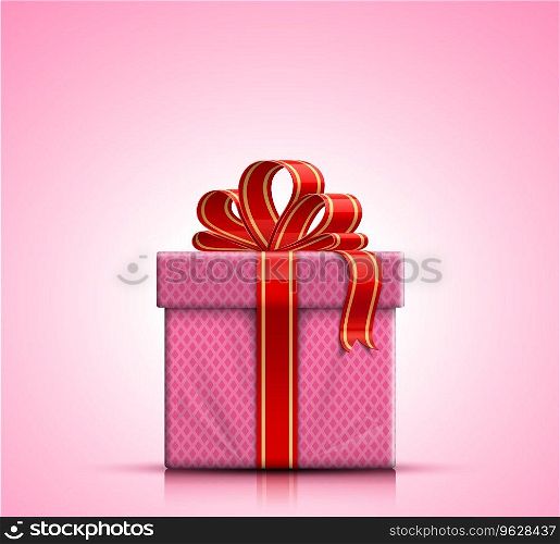 Pink gift box with ribbon and bow Royalty Free Vector Image