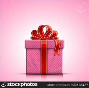 Pink gift box with ribbon and bow Royalty Free Vector Image