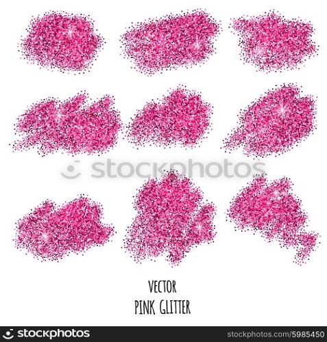 Pink glitter background. . Set of vector Pink sparkles on white background. Pink glitter background.