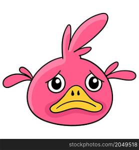 pink gloomy sad faced cute baby bird head