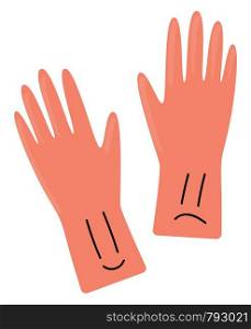 Pink gloves, illustration, vector on white background.
