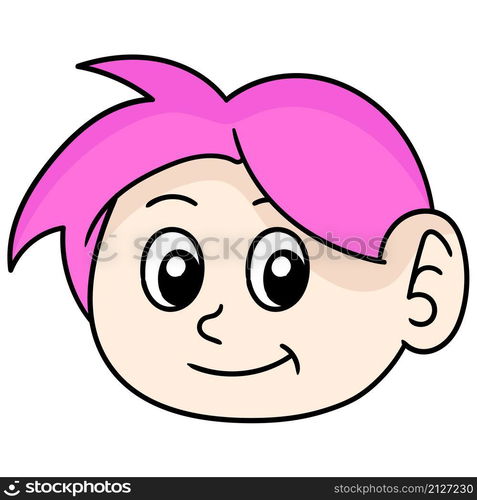 pink haired female head emoticon