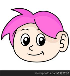 pink haired female head emoticon