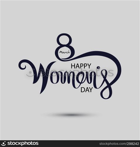Pink Happy International Women's Day Typographical Design Elements.International Women's day symbol. Design for international women's day concept.Vector illustration