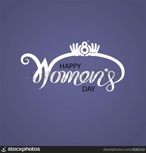 Pink Happy International Women's Day Typographical Design Elements.Women's day symbol. Minimalistic design for international women's day concept.Vector illustration