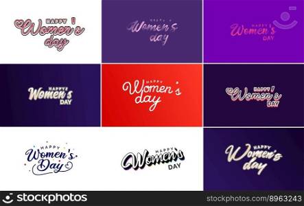 Pink Happy Women’s Day typographical design elements international women’s day icon and symbol suitable for use in minimalistic designs for international women’s day concepts  vector illustration