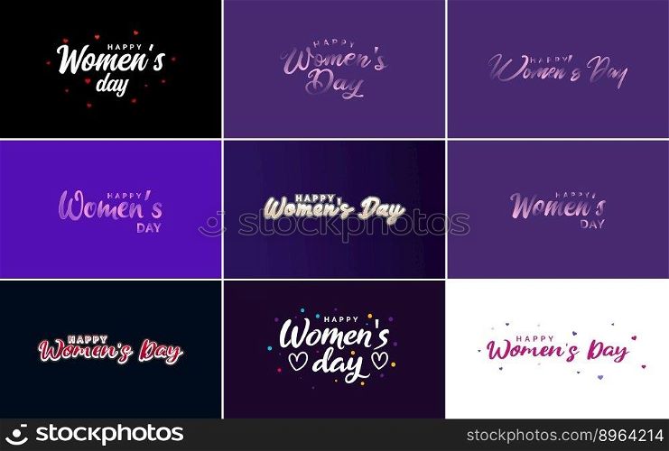 Pink Happy Women’s Day typographical design elements International Women’s Day icon and symbol with a minimalistic design suitable for use in international women’s day concept illustrations  vector illustration