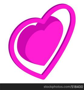 Pink heart icon in isometric 3d style on a white background. Pink heart icon, isometric 3d style