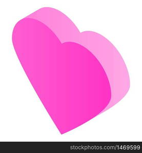 Pink heart icon. Isometric of pink heart vector icon for web design isolated on white background. Pink heart icon, isometric style