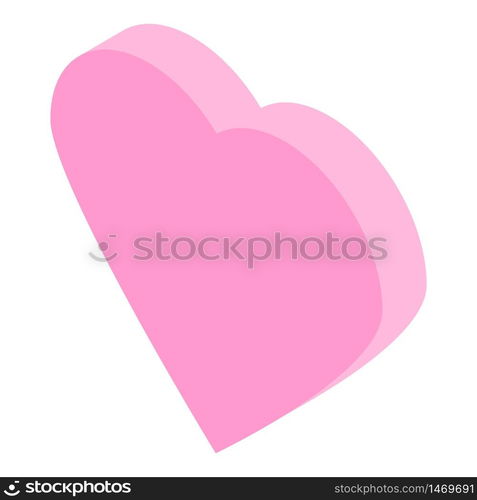 Pink heart icon. Isometric of pink heart vector icon for web design isolated on white background. Pink heart icon, isometric style