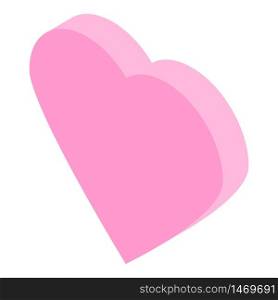 Pink heart icon. Isometric of pink heart vector icon for web design isolated on white background. Pink heart icon, isometric style