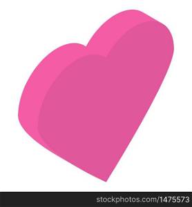 Pink heart icon. Isometric of pink heart vector icon for web design isolated on white background. Pink heart icon, isometric style