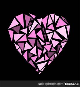 Pink heart mosaic. Black background. Vector illustration. EPS 10.. Pink heart mosaic. Black background. Vector illustration.