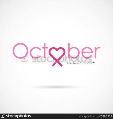 Pink heart ribbon sign.Breast Cancer October Awareness Month Campaign Background.Women health vector design.Breast cancer awareness logo design.Breast cancer awareness month icon.Realistic pink ribbon.Pink care logo.Vector illustration