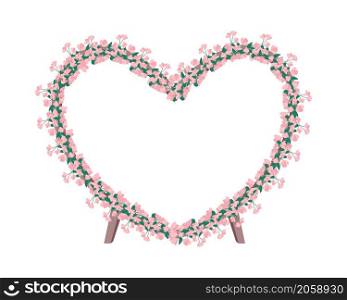Pink heart shaped flower gate semi flat color vector object. Realistic item on white. Decoration for celebratory event isolated modern cartoon style illustration for graphic design and animation. Pink heart shaped flower gate semi flat color vector object