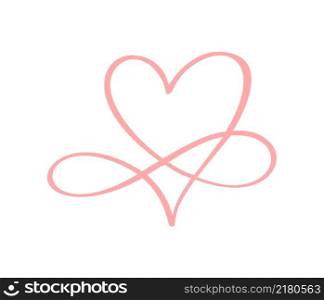 Pink Heart sign Infinity love forever logo Vector. Romantic symbol linked join, passion and wedding. Template for t shirt, card, poster. Design flat element of valentine day illustration.. Pink Heart sign Infinity love forever logo Vector. Romantic symbol linked join, passion and wedding. Template for t shirt, card, poster. Design flat element of valentine day illustration