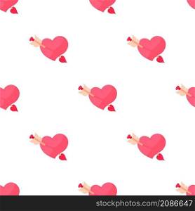 Pink heart with arrow pattern seamless background texture repeat wallpaper geometric vector. Pink heart with arrow pattern seamless vector