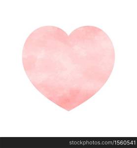 Pink Heart with Watercolor style texture, Heart icon vintage design isolated on white background, Vector illustration