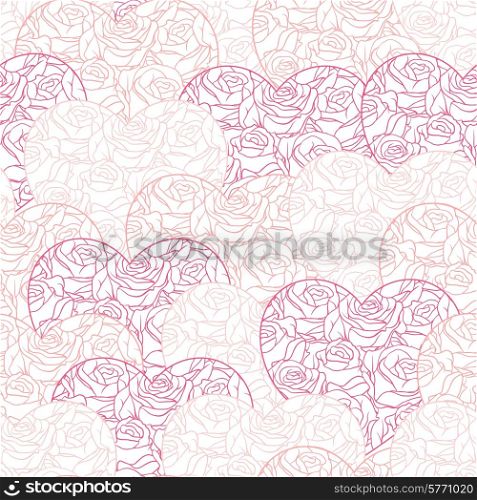 Pink hearts background on white. Seamless pattern.. Pink hearts background on white. Seamless pattern