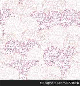 Pink hearts background on white. Seamless pattern.. Pink hearts background on white. Seamless pattern