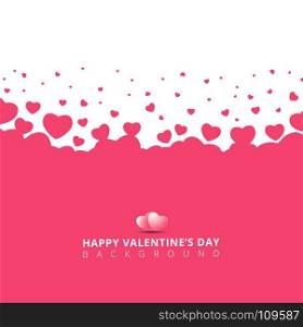 Pink hearts futuristic random size on white background for valentines day. Vector Illustration.